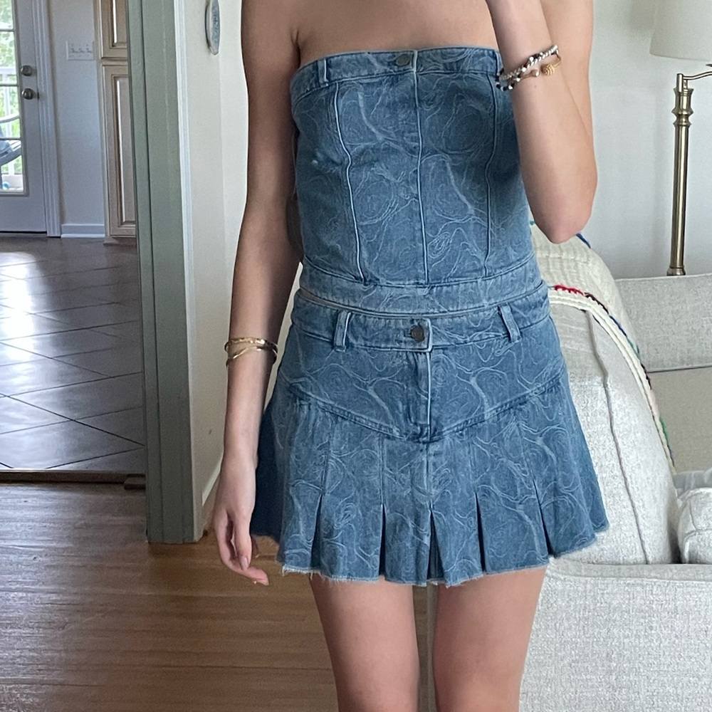 Blue Denim top and skirt set, NWT